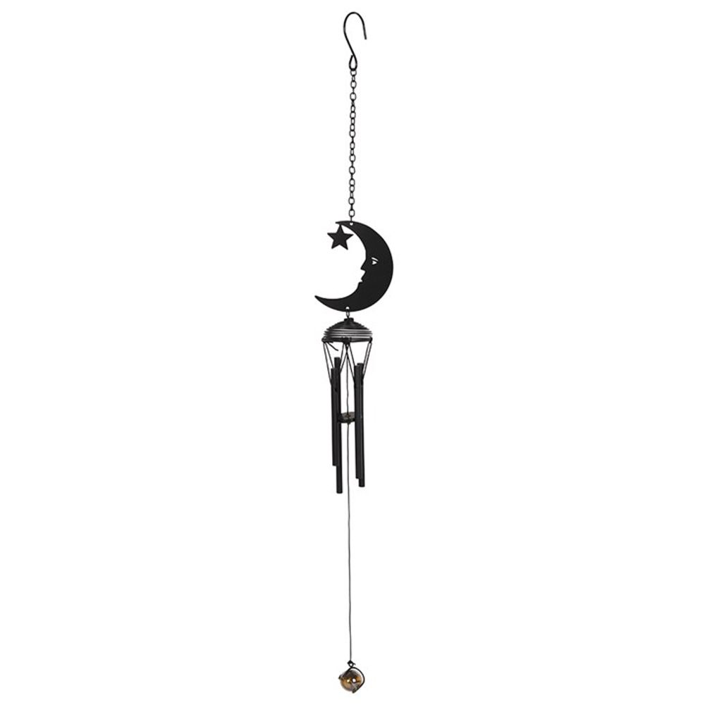 Black Crescent Moon Cutout Windchime